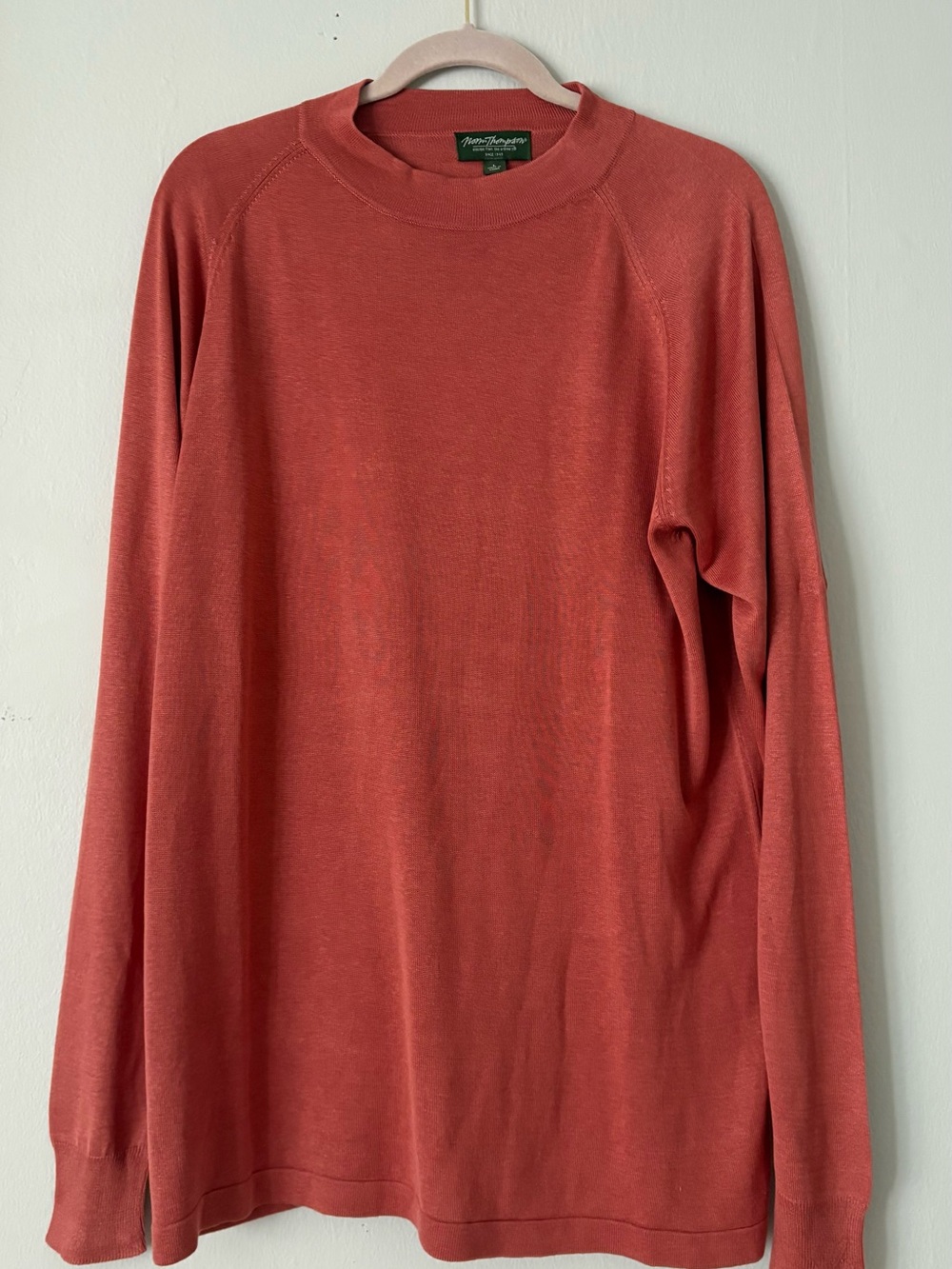 Norm Thompson Long-Sleeve SILK sweater Shirt in Coral